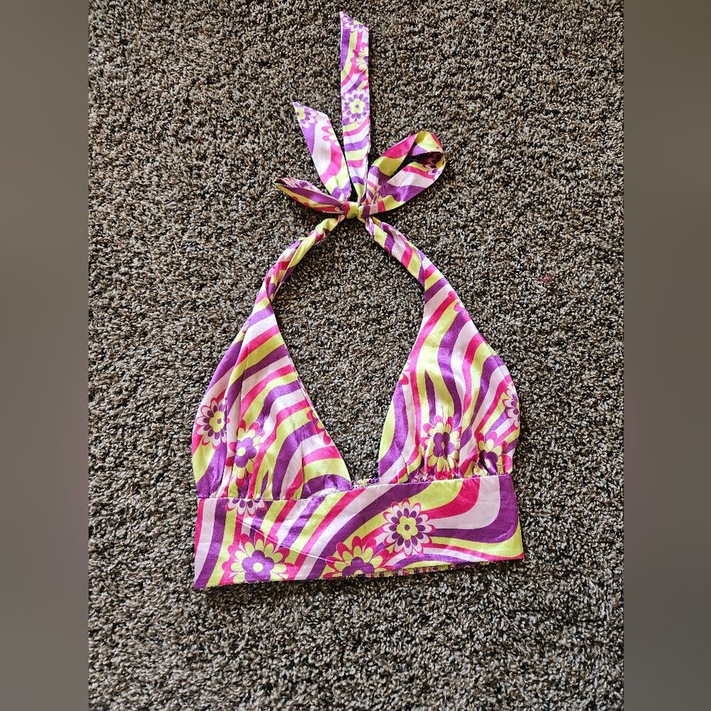 Colorful Halter Top with Floral Design